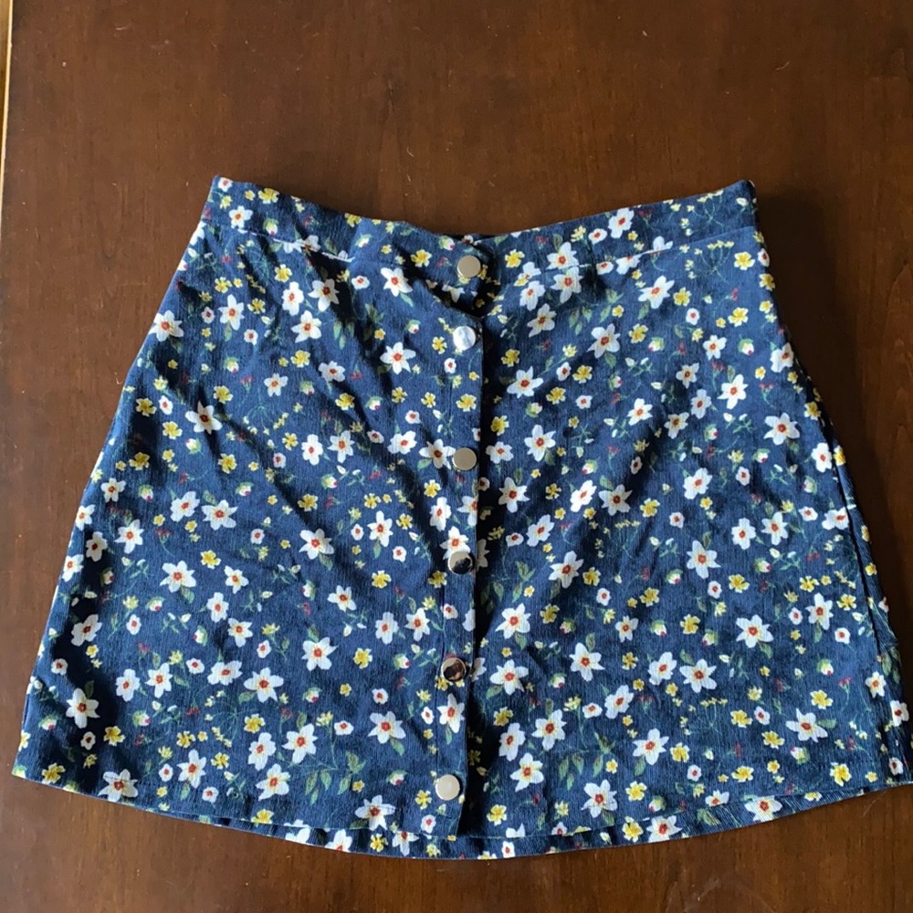Shein flower corduroy skirt